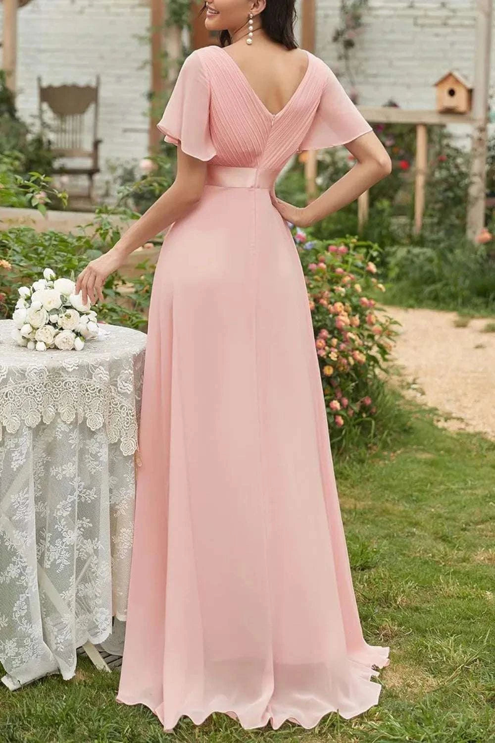 Surplice Flutter Sleeve Maxi Dress WESTCLOSET