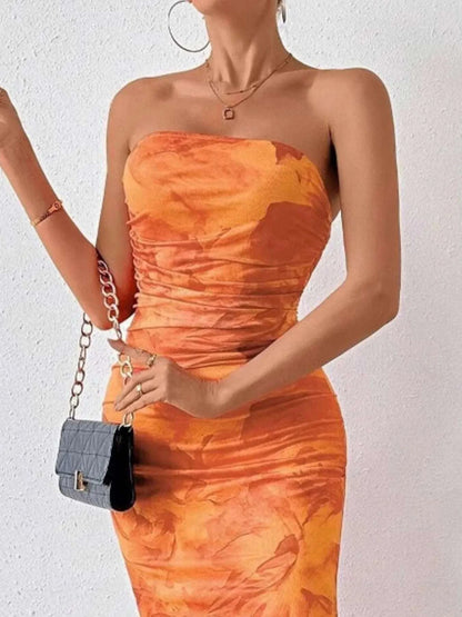 Printed Side Slit Tube Dress WESTCLOSET