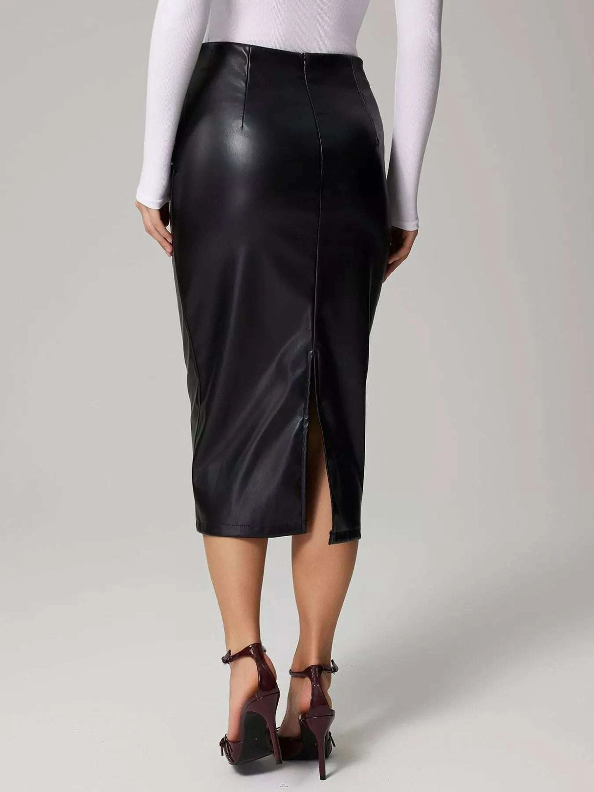 Slit Back Leather Skirt WESTCLOSET