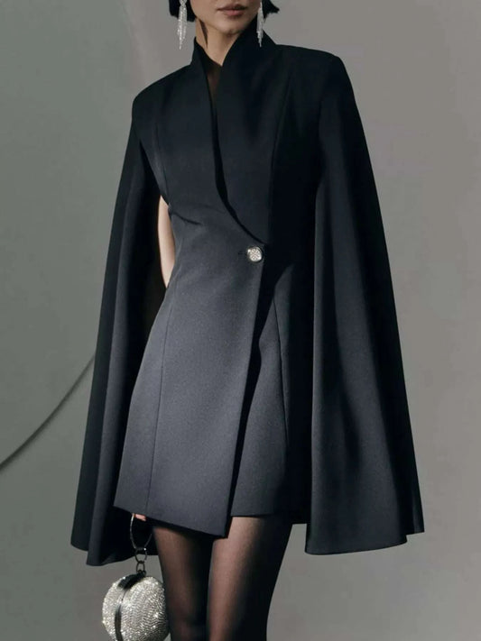One Button Fitted Mini Blazer Dress with Cape Sleeves WESTCLOSET