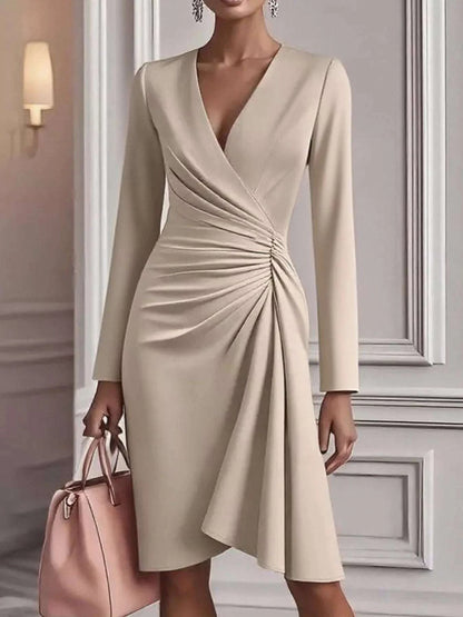Ruched Surplice Long Sleeve Dress WESTCLOSET