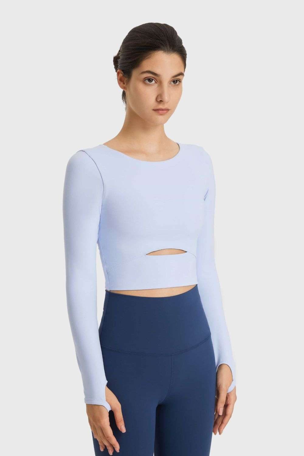 Millennia Cutout Long Sleeve Cropped Sports Top WESTCLOSET