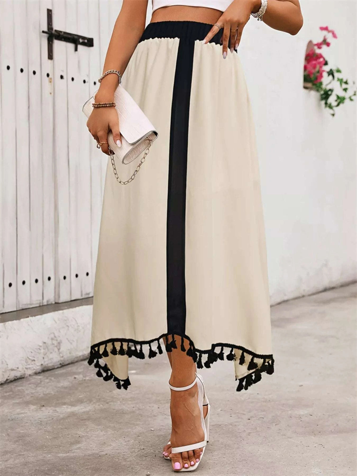 Tassel Trim High Waist Skirt WESTCLOSET