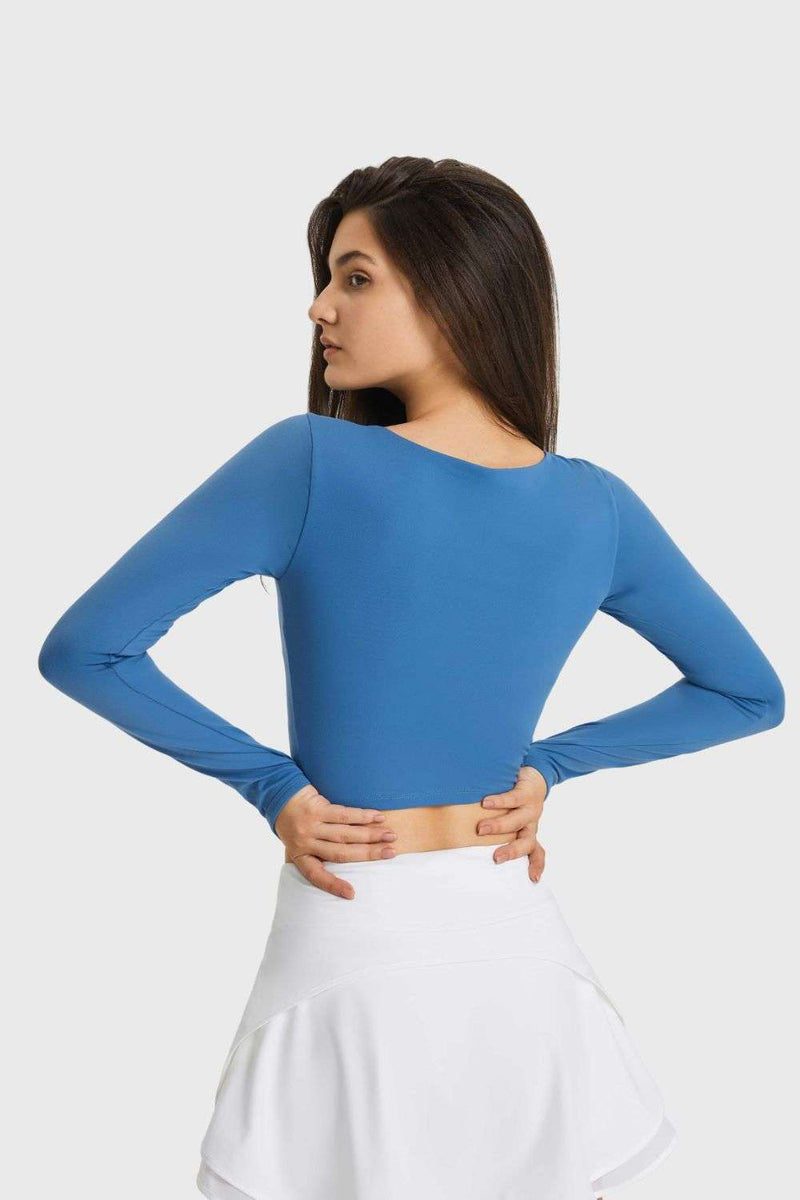 Millennia Cutout Long Sleeve Cropped Sports Top WESTCLOSET