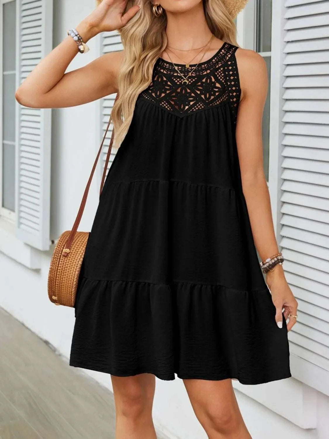 Ruffled Hem Lace Sleeveless Dress WESTCLOSET