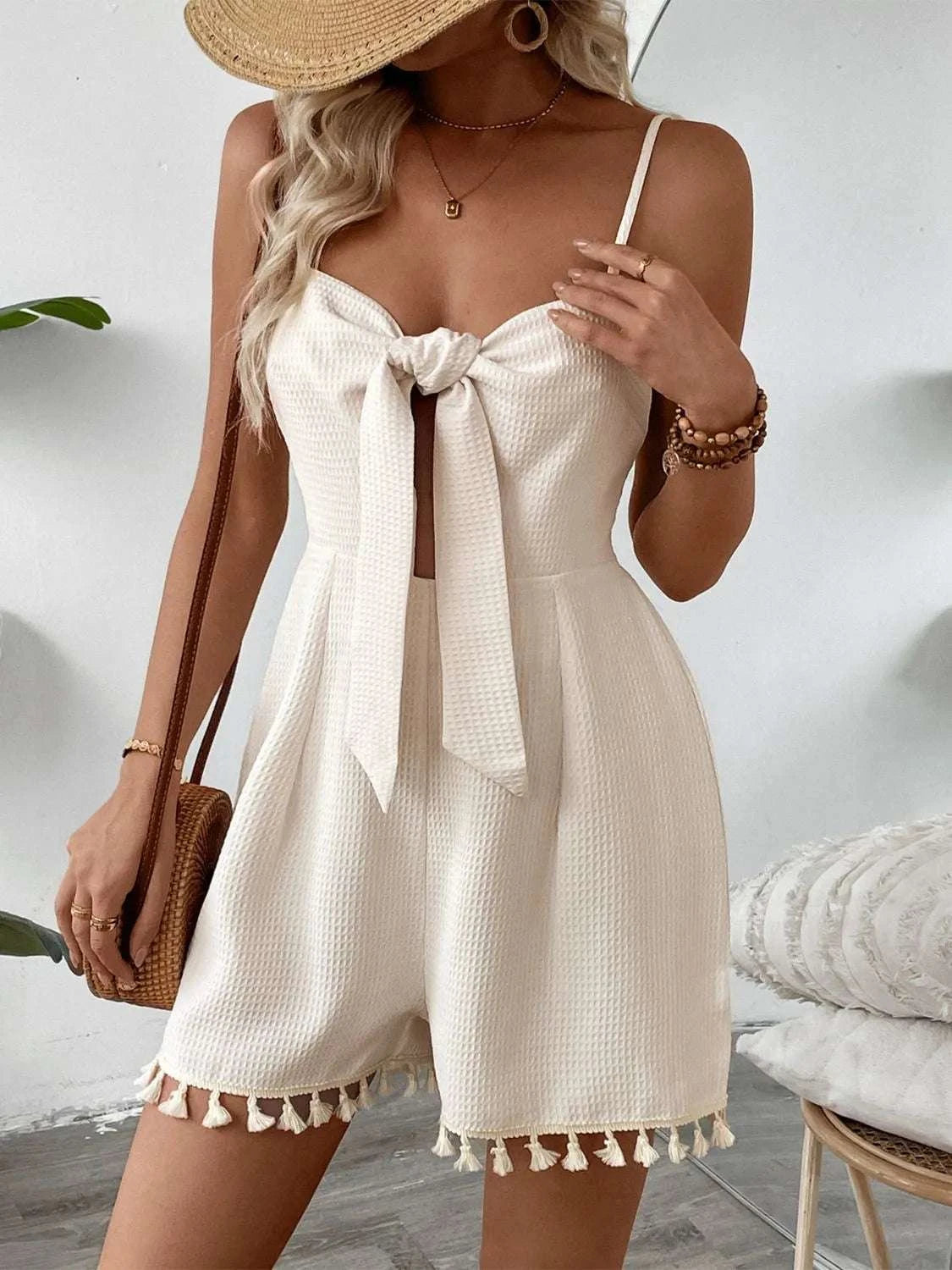 Sweetheart Neck Spaghetti Strap Romper WESTCLOSET