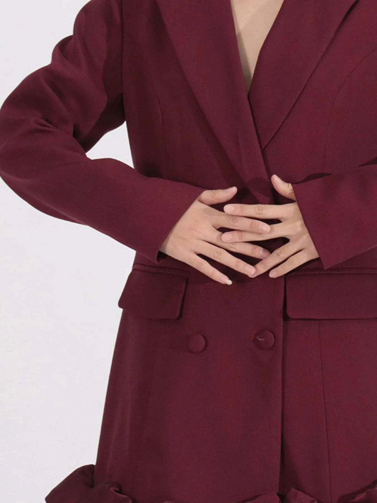 Ruffle Hem Double-Breasted Blazer Dress WESTCLOSET