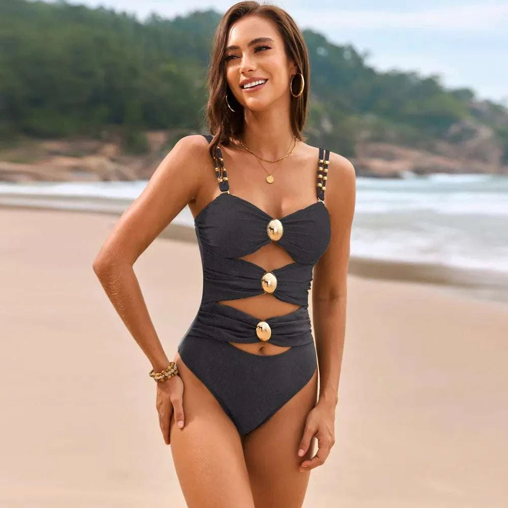 Cutout Ruched Sweetheart Neck One-Piece Swimwear WESTCLOSET