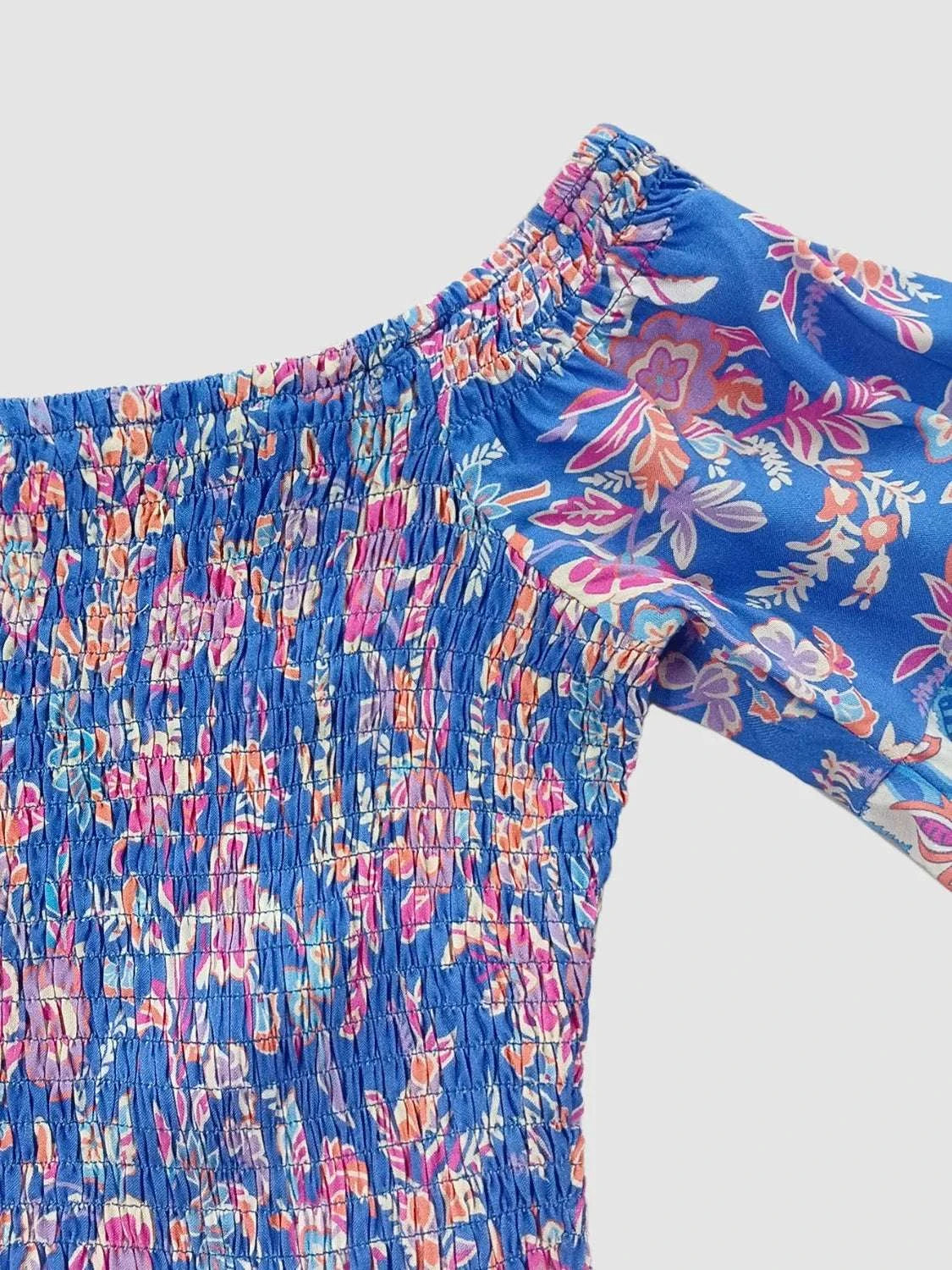 Smocked Off-Shoulder Printed Top and Skirt Set WESTCLOSET