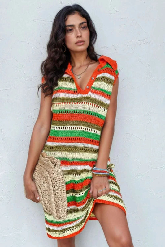 Openwork Stripe Sleeveless Sweater Dress WESTCLOSET