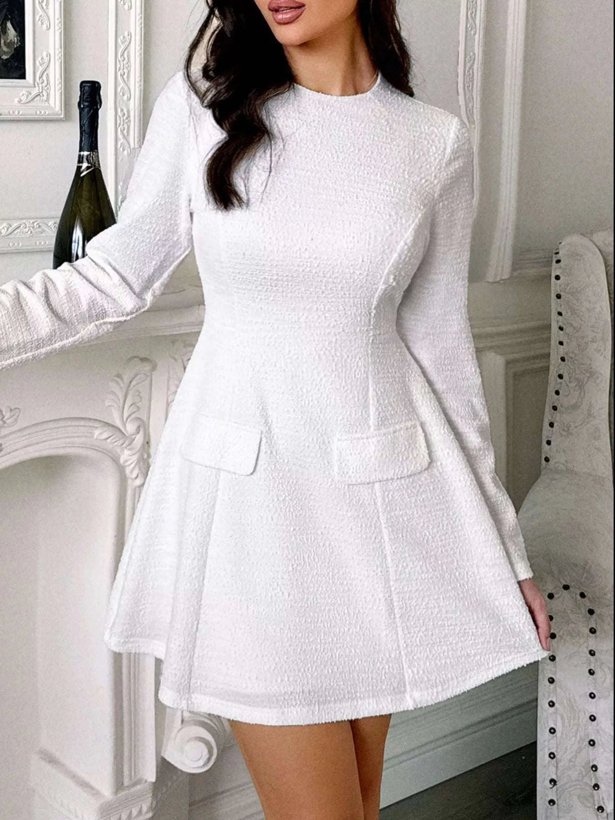 Cutout Back Long Sleeve Mini Dress WESTCLOSET