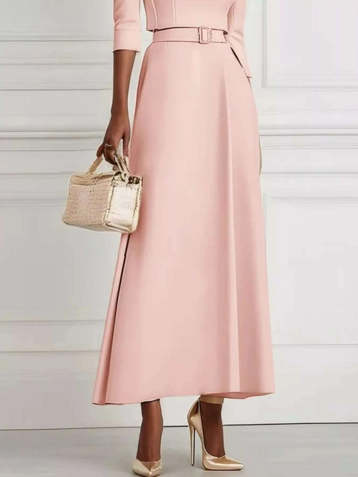 Elegant Off-Shoulder Belted Maxi Dress WESTCLOSET