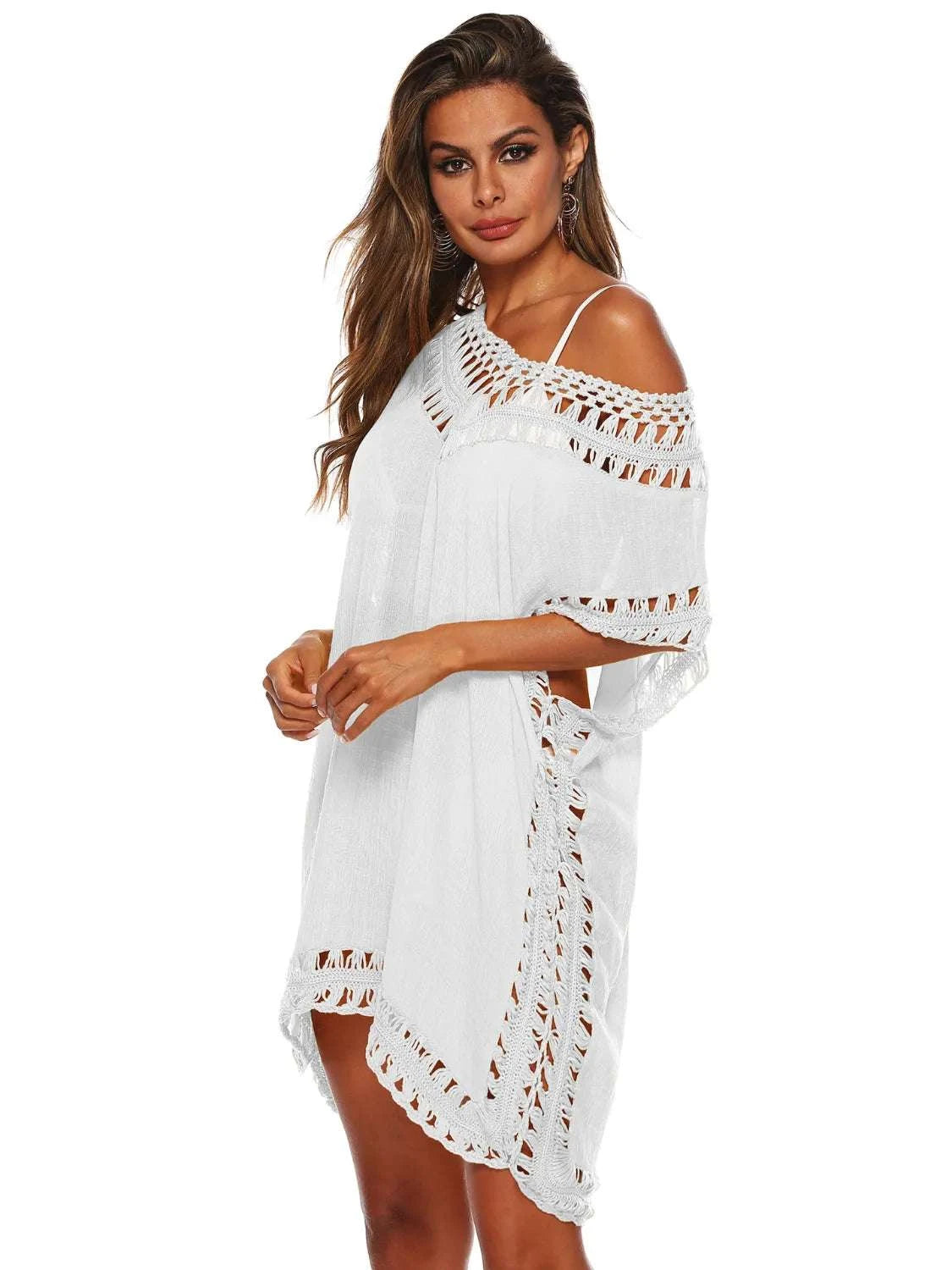 Bohemian Crochet Trim Beach Cover Up Dress WESTCLOSET