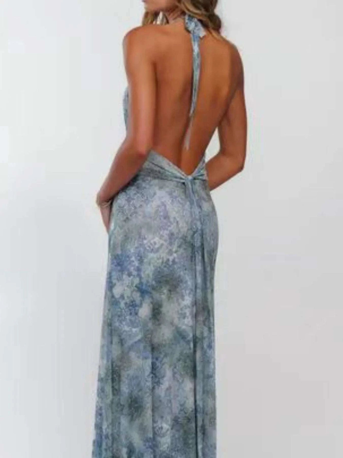 Floral Halter Neck Deep V Maxi Dress WESTCLOSET