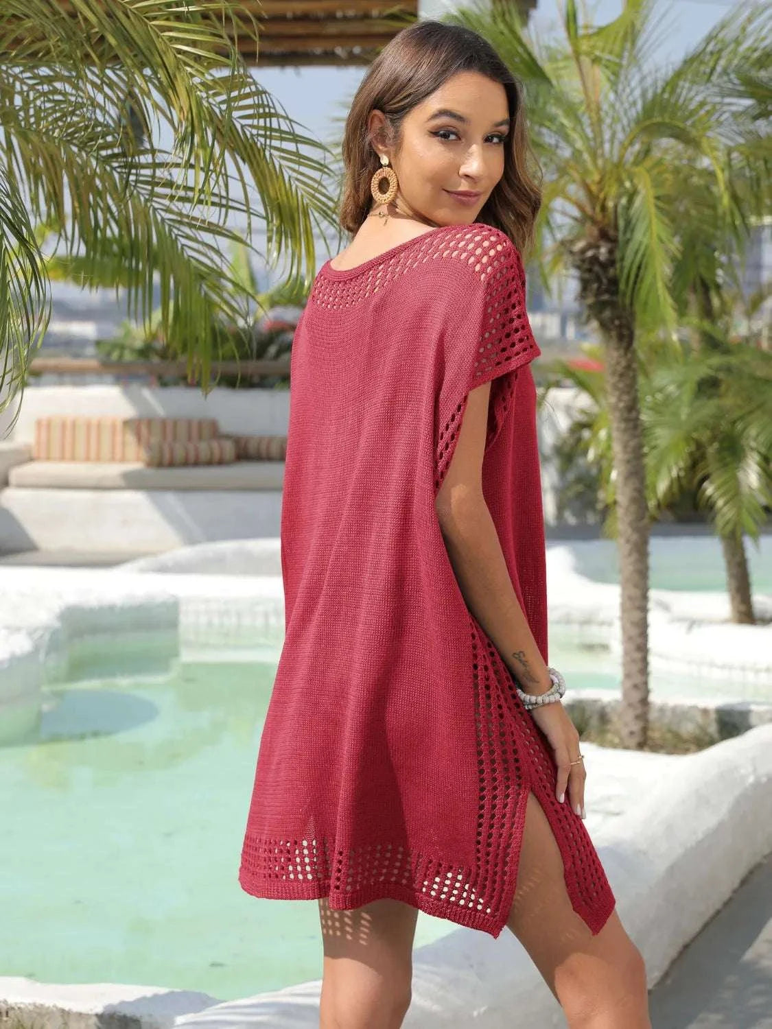 Crochet Trim Beach Cover Up Dress WESTCLOSET