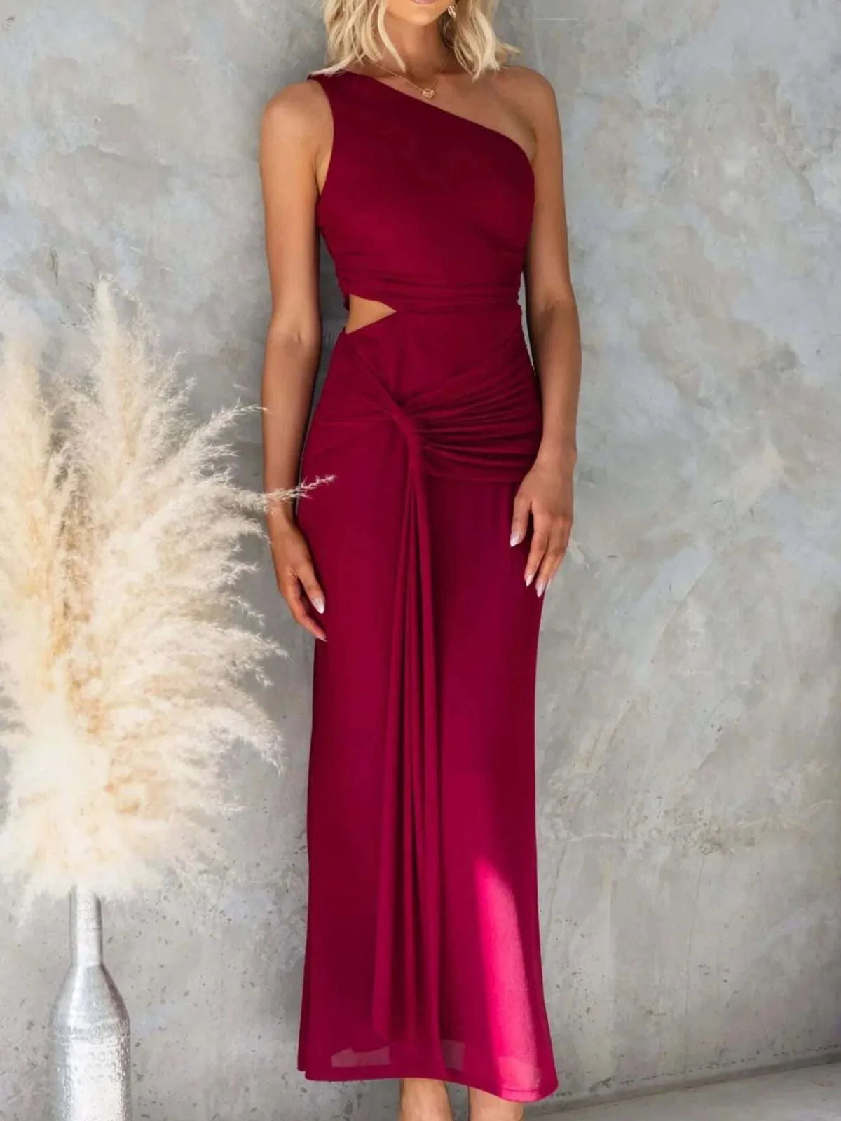 One-Shoulder Cutout Bodycon Maxi Dress WESTCLOSET