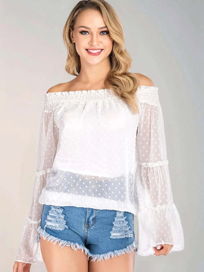 Swiss Dot Off-Shoulder Blouse WESTCLOSET