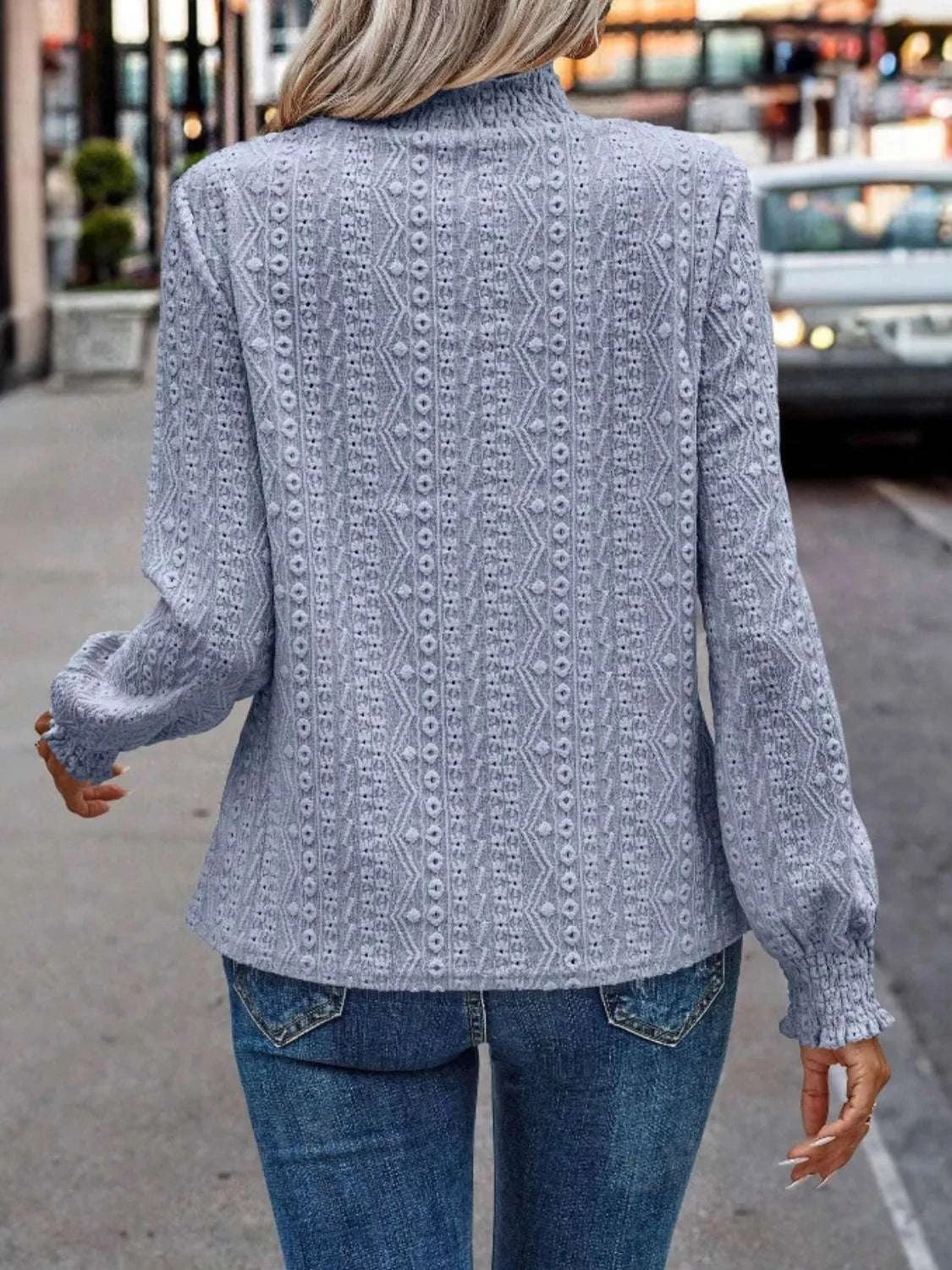 Eyelet Long Sleeve Blouse WESTCLOSET