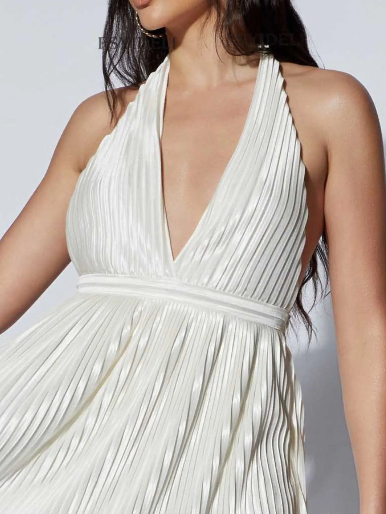 Pleated Halter Neck Mini Dress Pleated Halter Neck Mini Dress