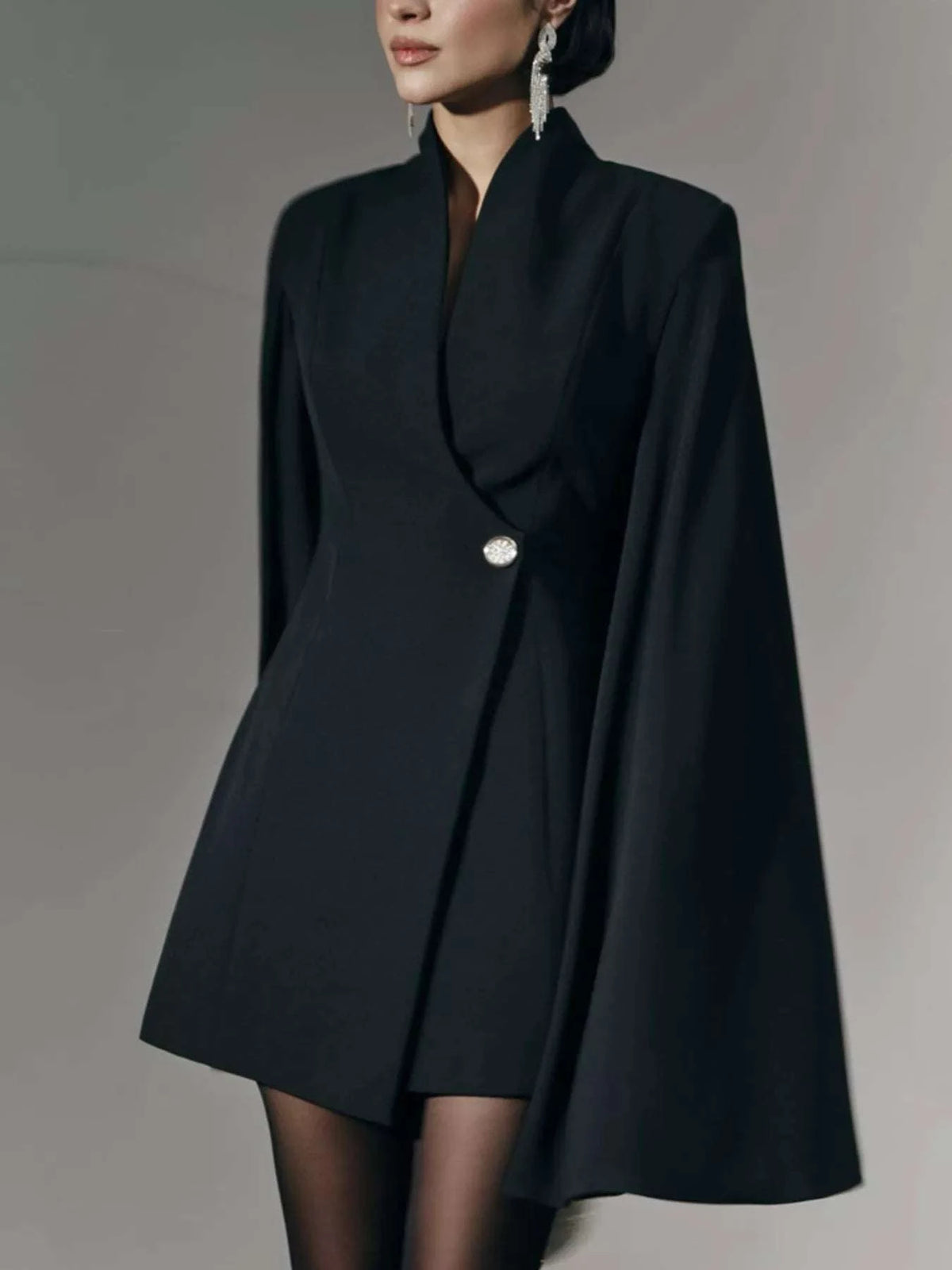 One Button Fitted Mini Blazer Dress with Cape Sleeves WESTCLOSET