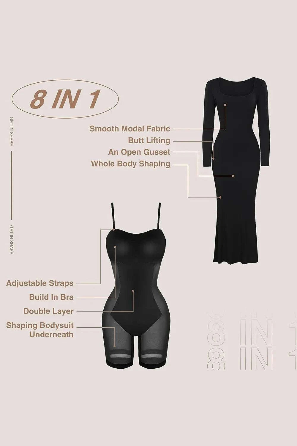 Basic Bae Built-In Shapewear Square Neck Long Sleeve Maxi Dress WESTCLOSET