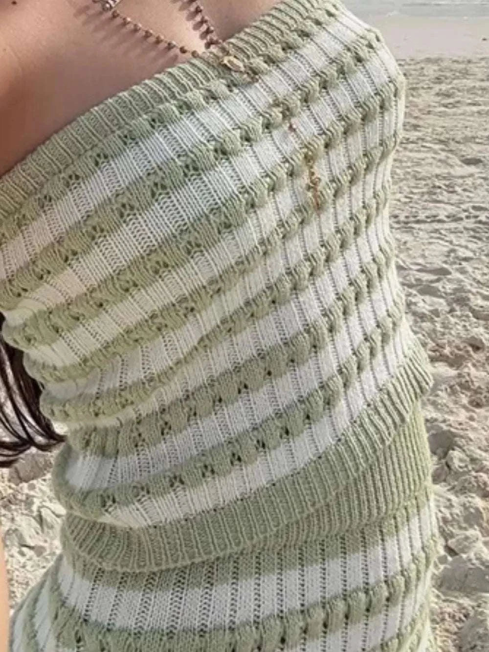 Contrast Striped Tube Top and Skirt Sweater Set WESTCLOSET