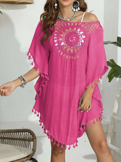 Tassel Crochet Round Neck Cover-Up WESTCLOSET