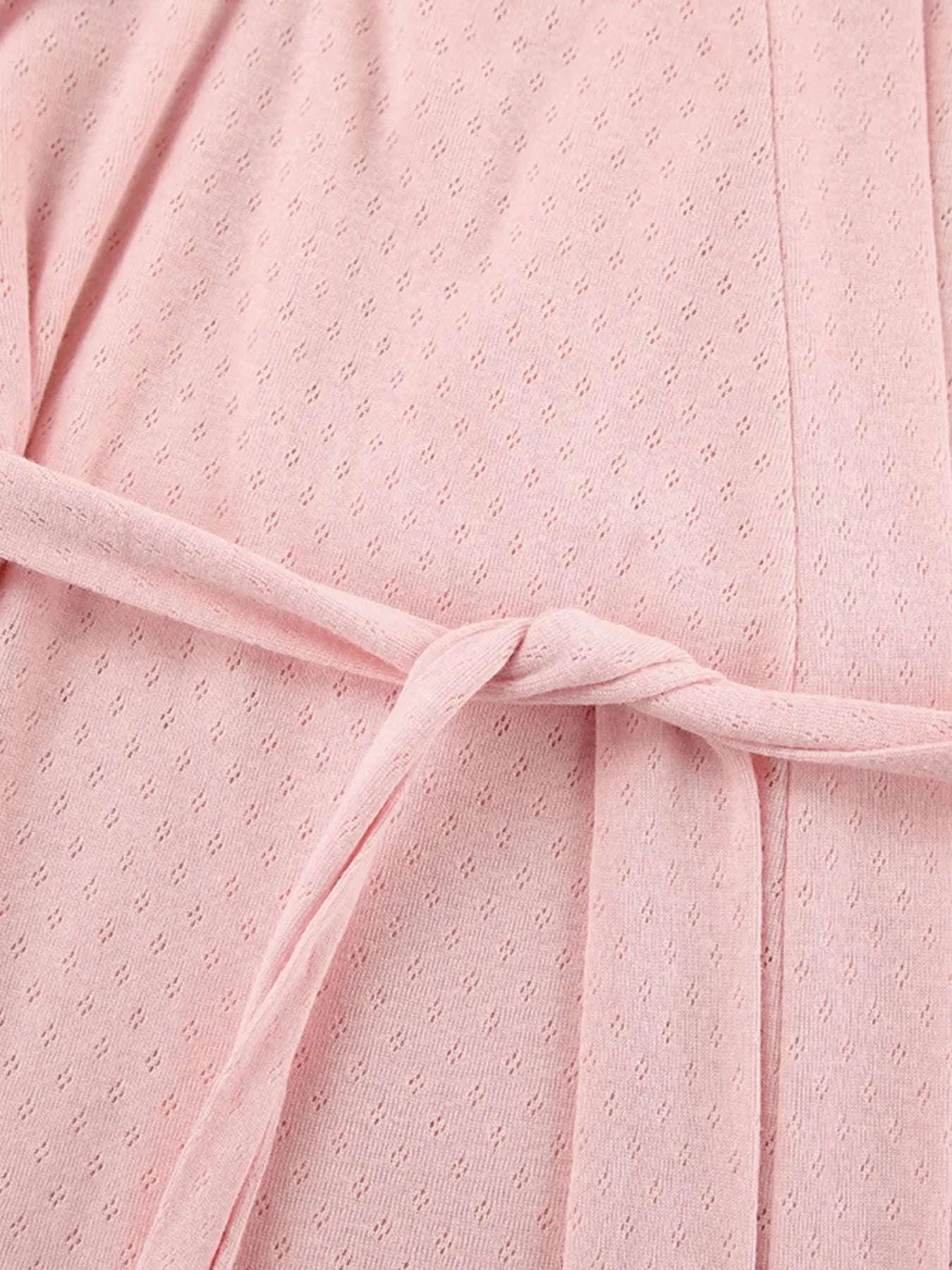 Tie Waist Kimono Sleeve Lounge Nightgown WESTCLOSET