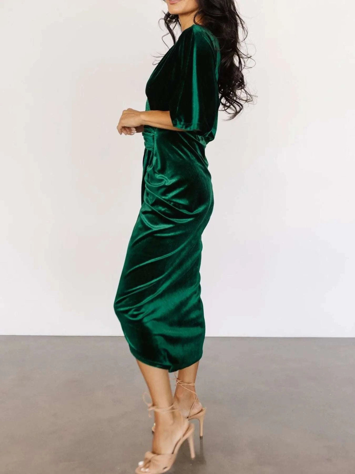 Ruched Surplice Half Sleeve Dress WESTCLOSET