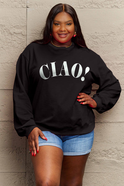 Simply Love Full Size CIAO√î¬∫√ÖRound Neck Sweatshirt