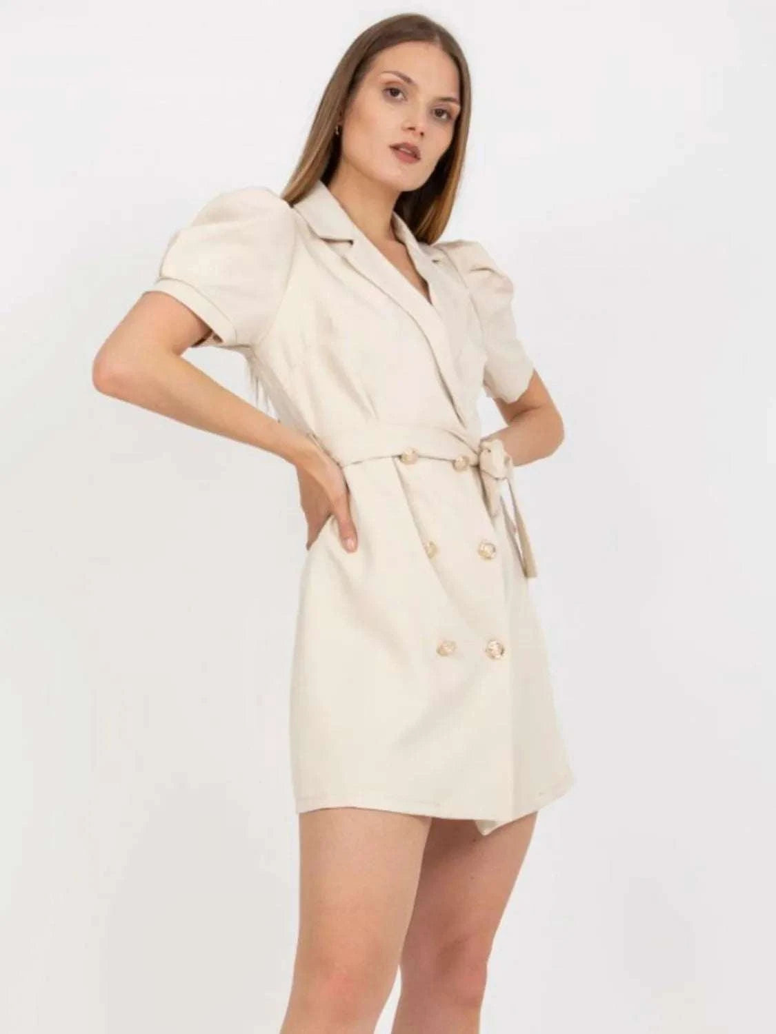 Tie Waist Short Sleeve Blazer Dress WESTCLOSET