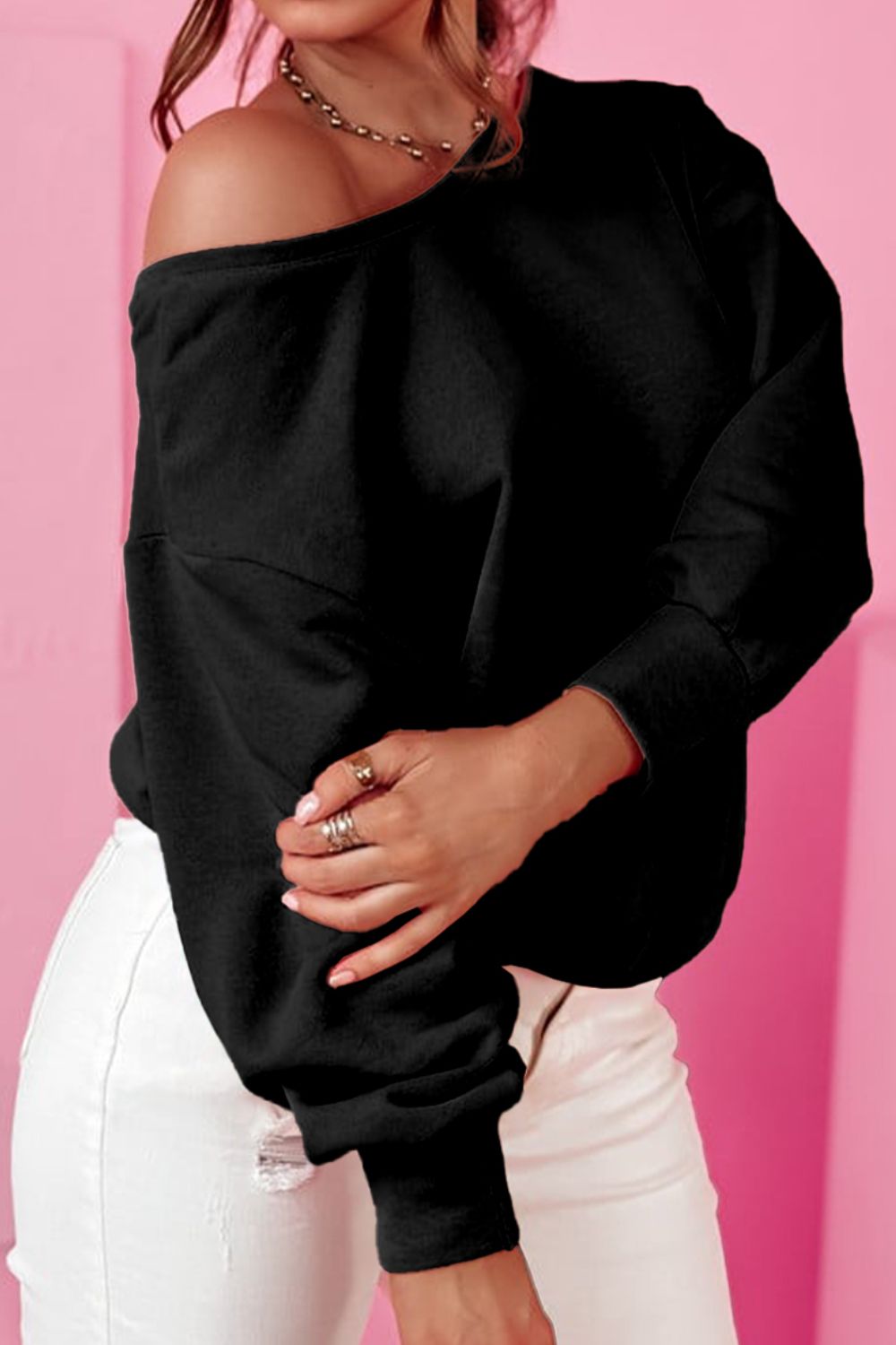 WestCloset Bow Round Neck Long Sleeve Sweatshirt 