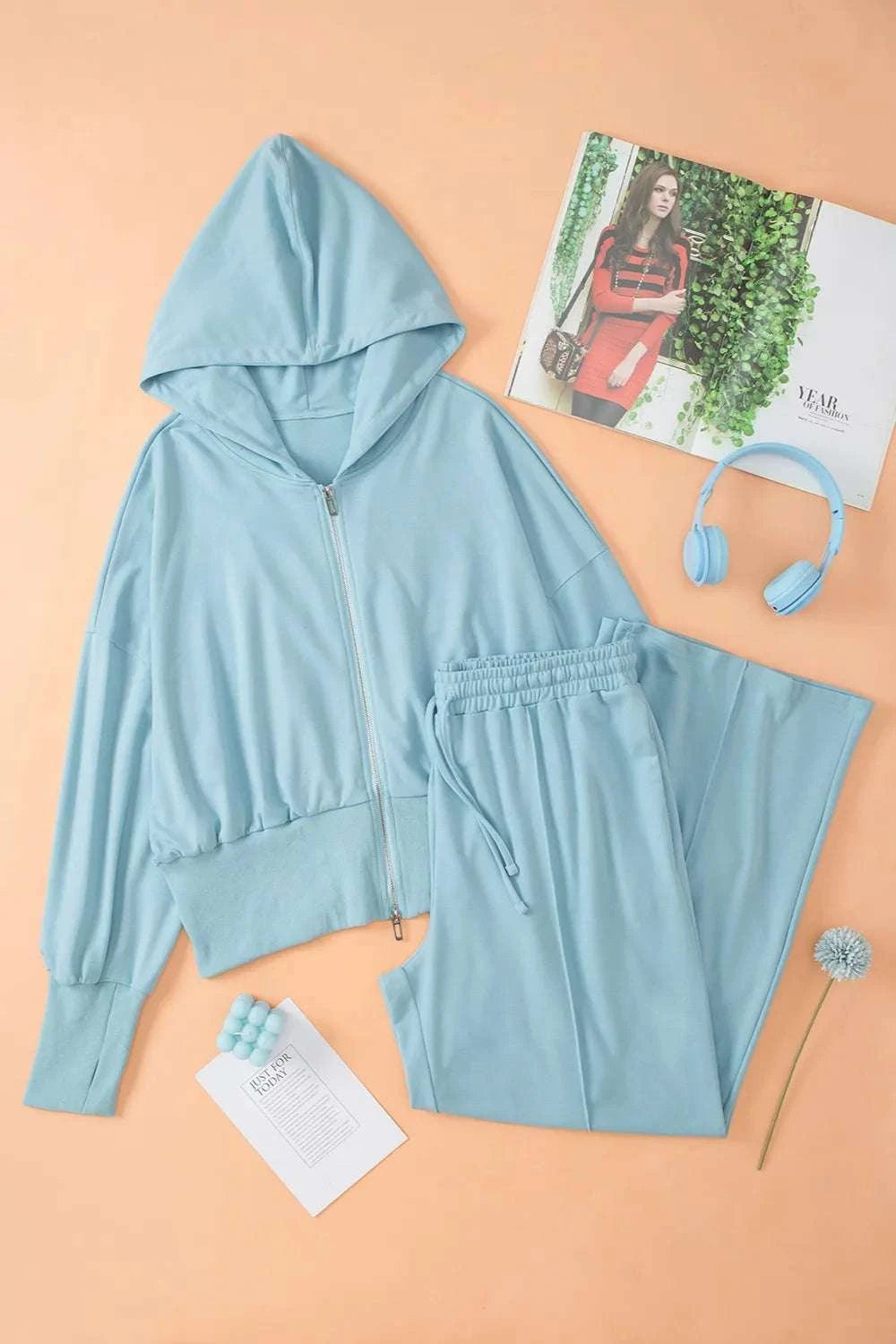 Zip-Up Hoodie and Pants Active Set WESTCLOSET