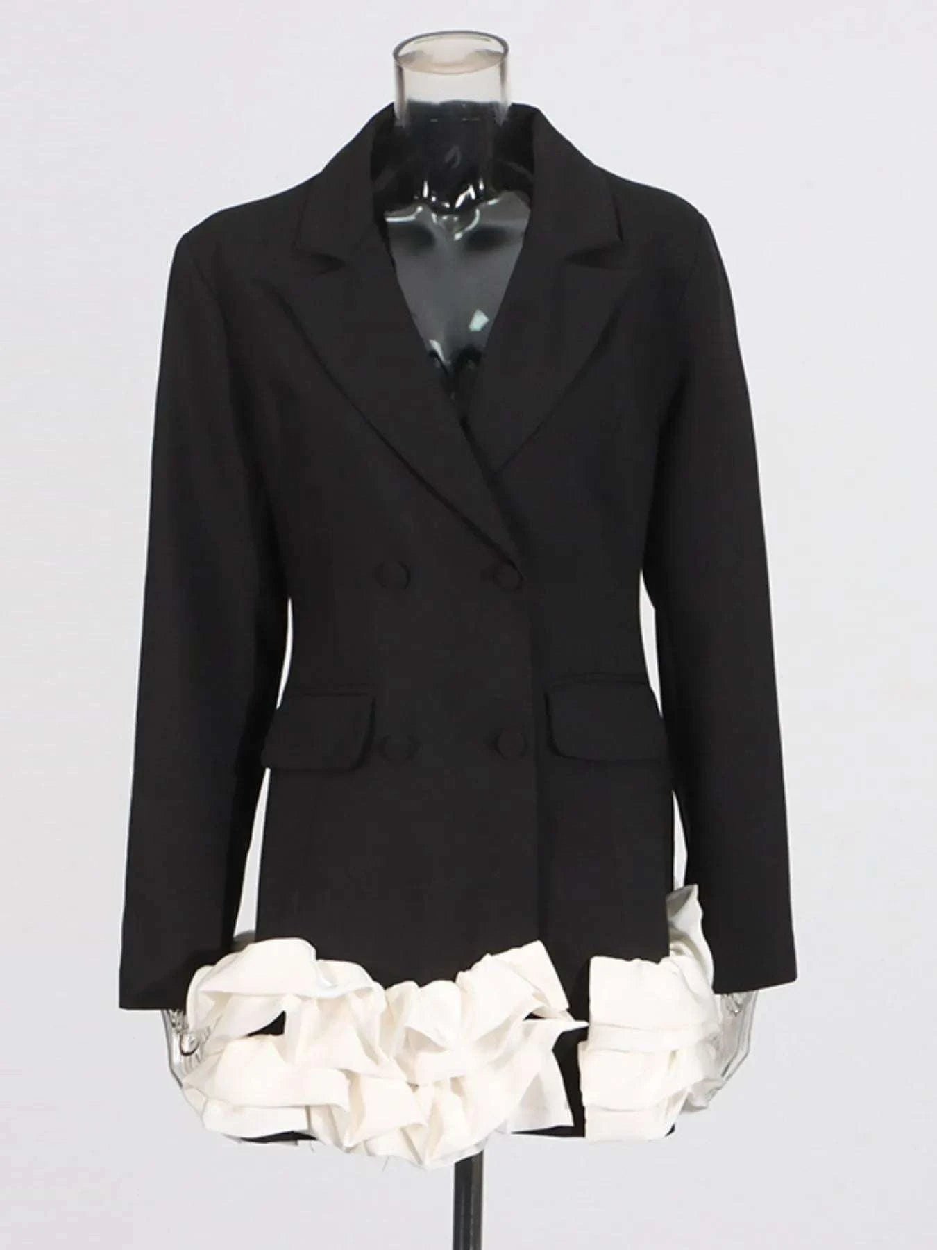 Ruffle Hem Double-Breasted Blazer Dress WESTCLOSET