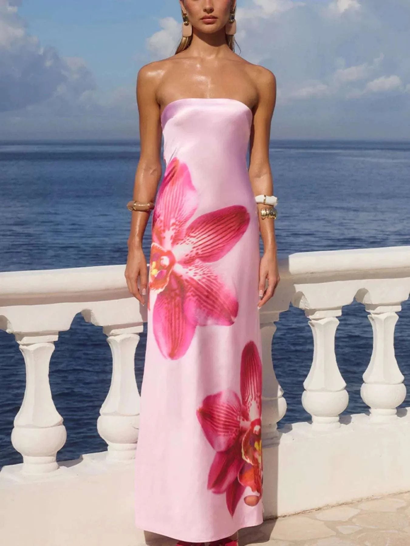 Printed Tube Maxi Dress WESTCLOSET