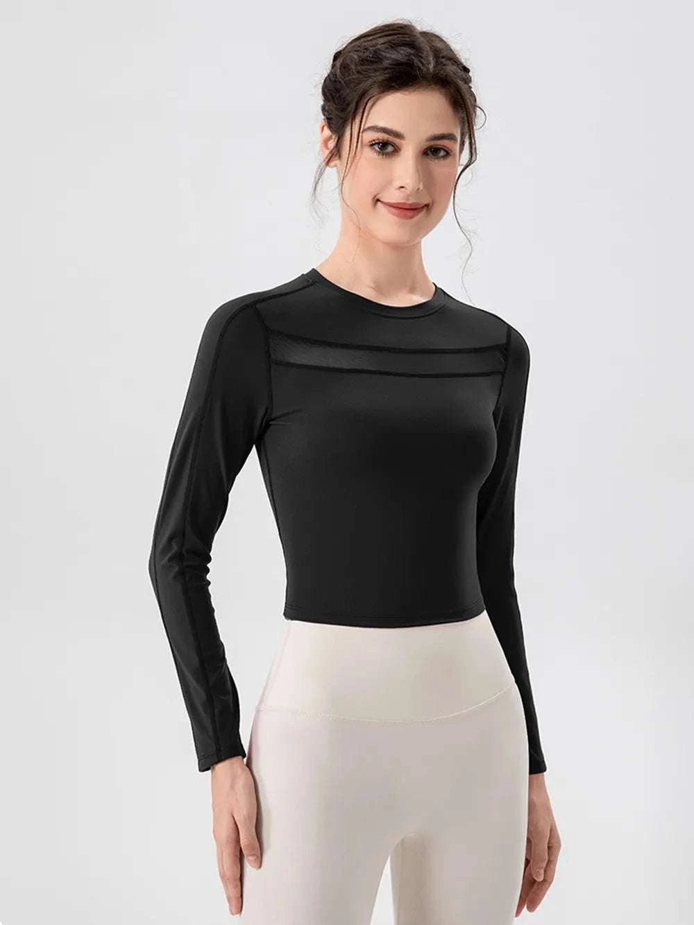 Round Neck Long Sleeve Active T-Shirt WESTCLOSET