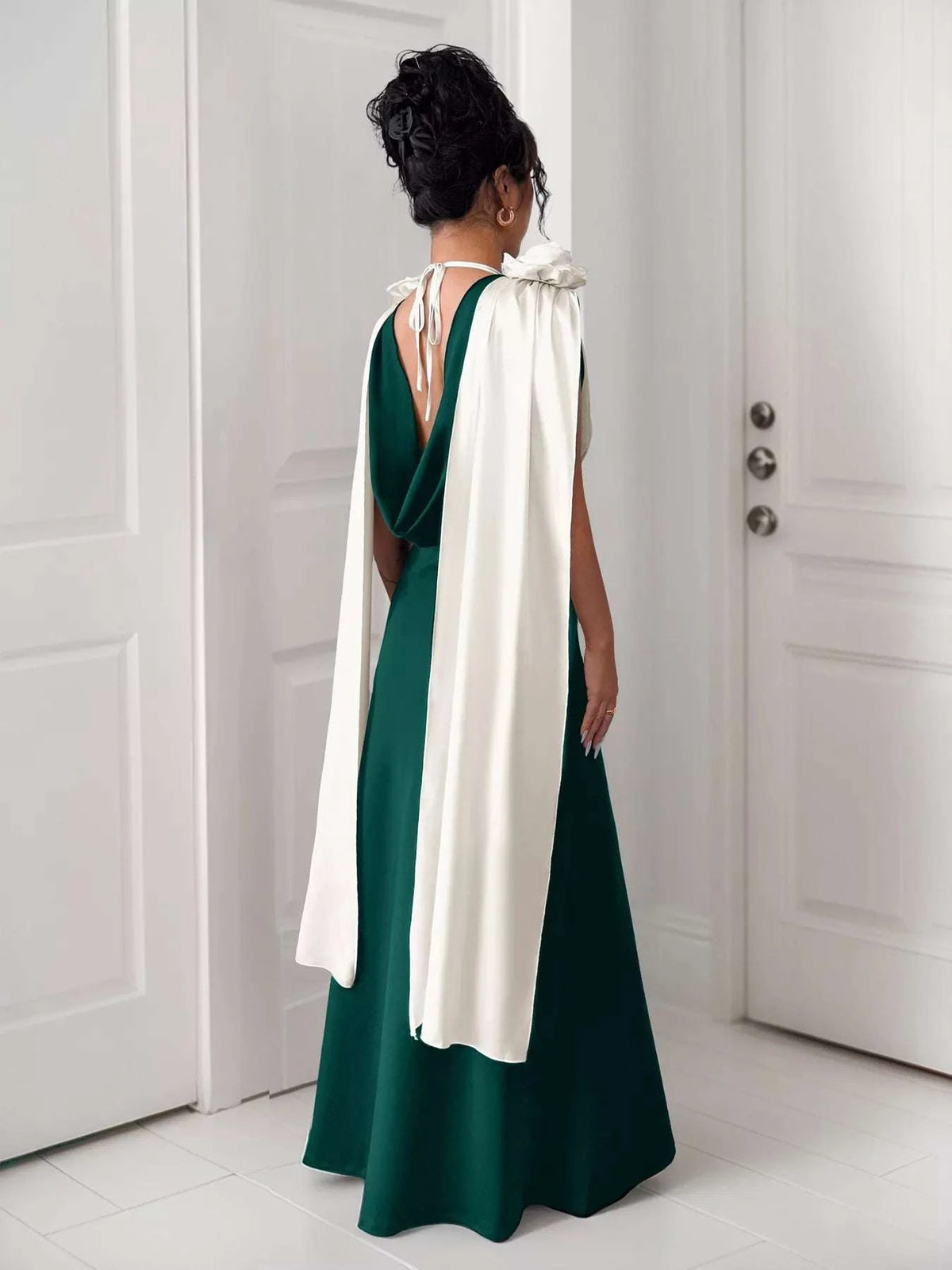 Floral Applique Two Tone Maxi Dress WESTCLOSET