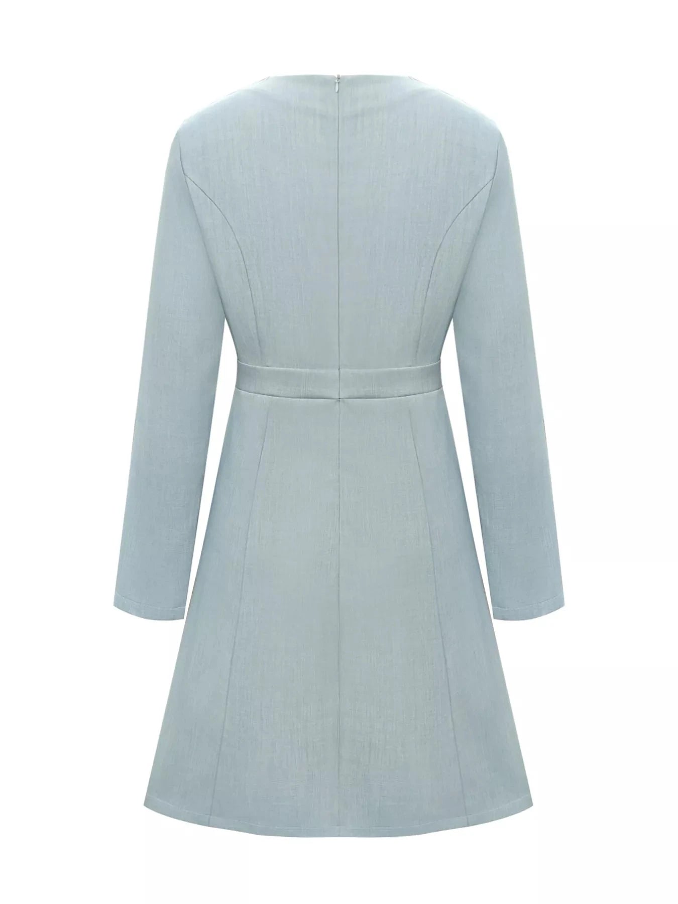 A-Line Decor Button Long Sleeve Dress WESTCLOSET