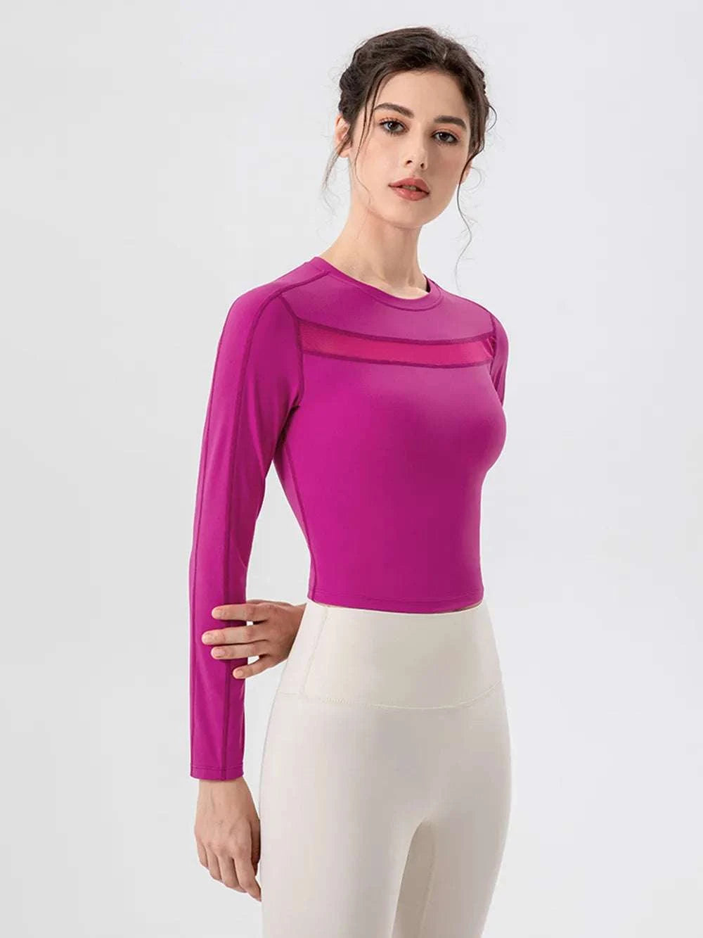 Round Neck Long Sleeve Active T-Shirt WESTCLOSET