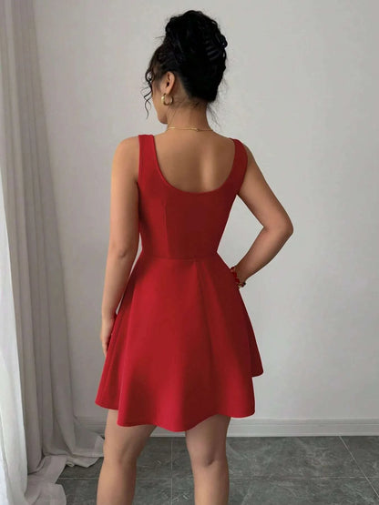 Tie Front Wide Strap Dress WESTCLOSET
