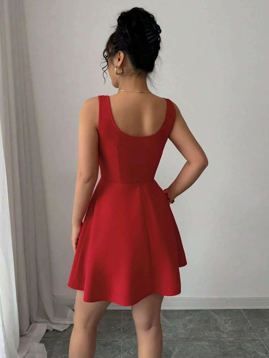 Tie Front Wide Strap Dress WESTCLOSET
