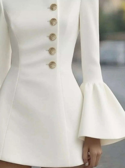 Bell Sleeve Mini Dress with Front Button WESTCLOSET