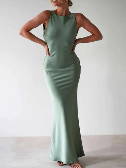 Satin Sleeveless Maxi Dress WESTCLOSET