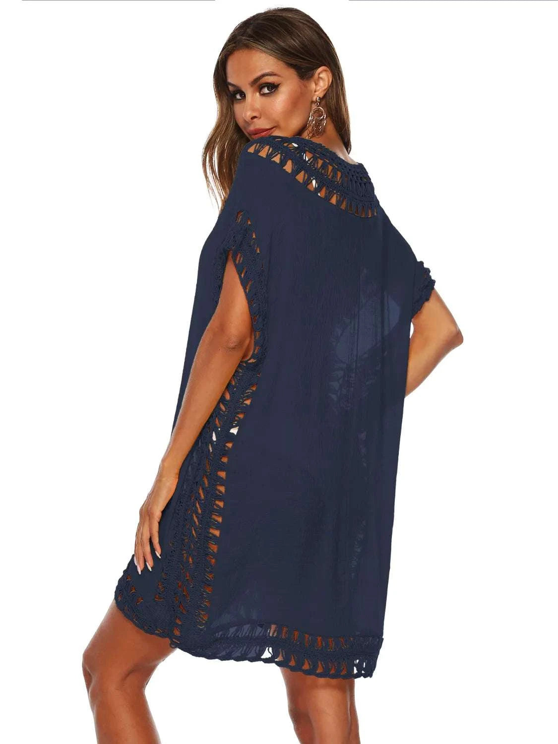 Bohemian Crochet Trim Beach Cover Up Dress WESTCLOSET