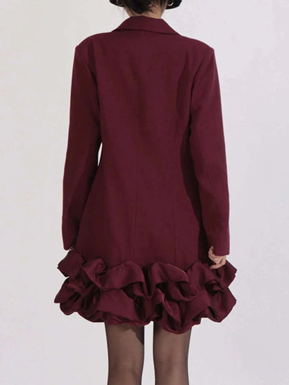 Ruffle Hem Double-Breasted Blazer Dress WESTCLOSET