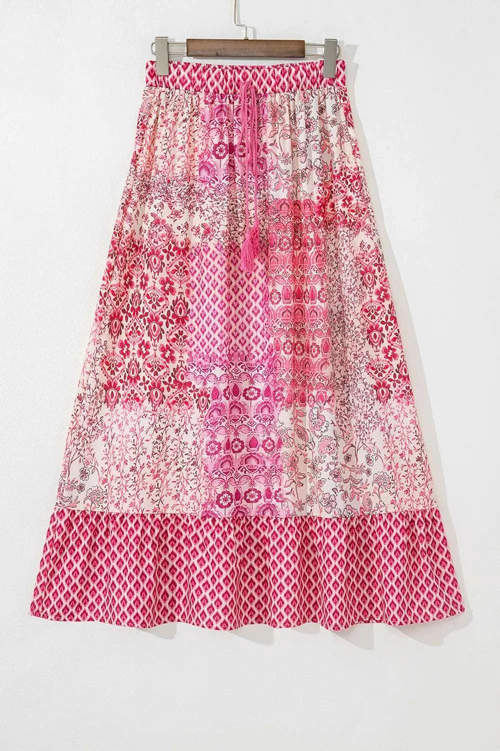 Printed Tassel Drawstring High Waist Maxi Skirt WESTCLOSET