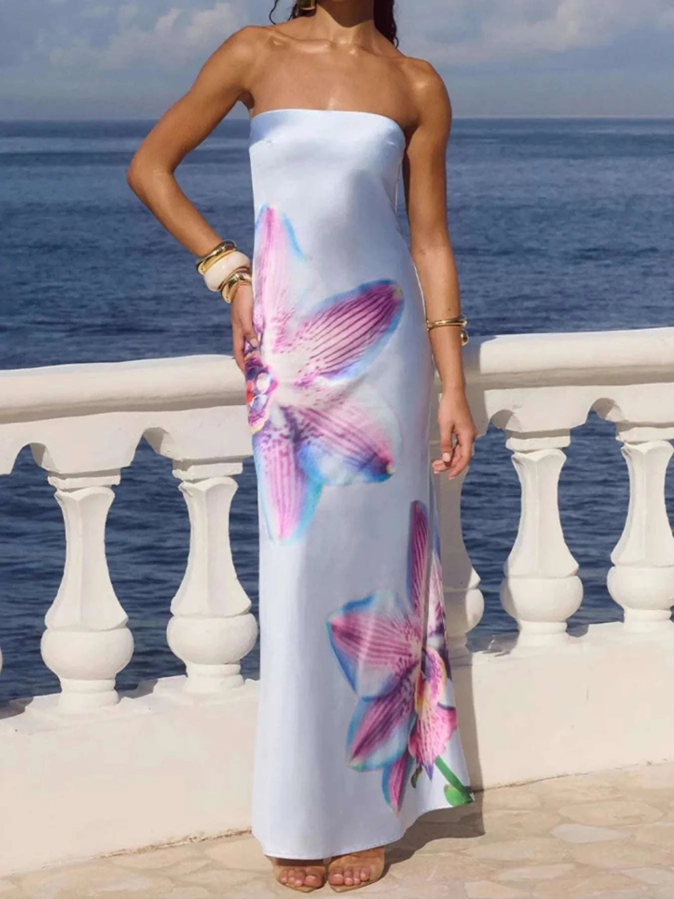 Printed Tube Maxi Dress WESTCLOSET