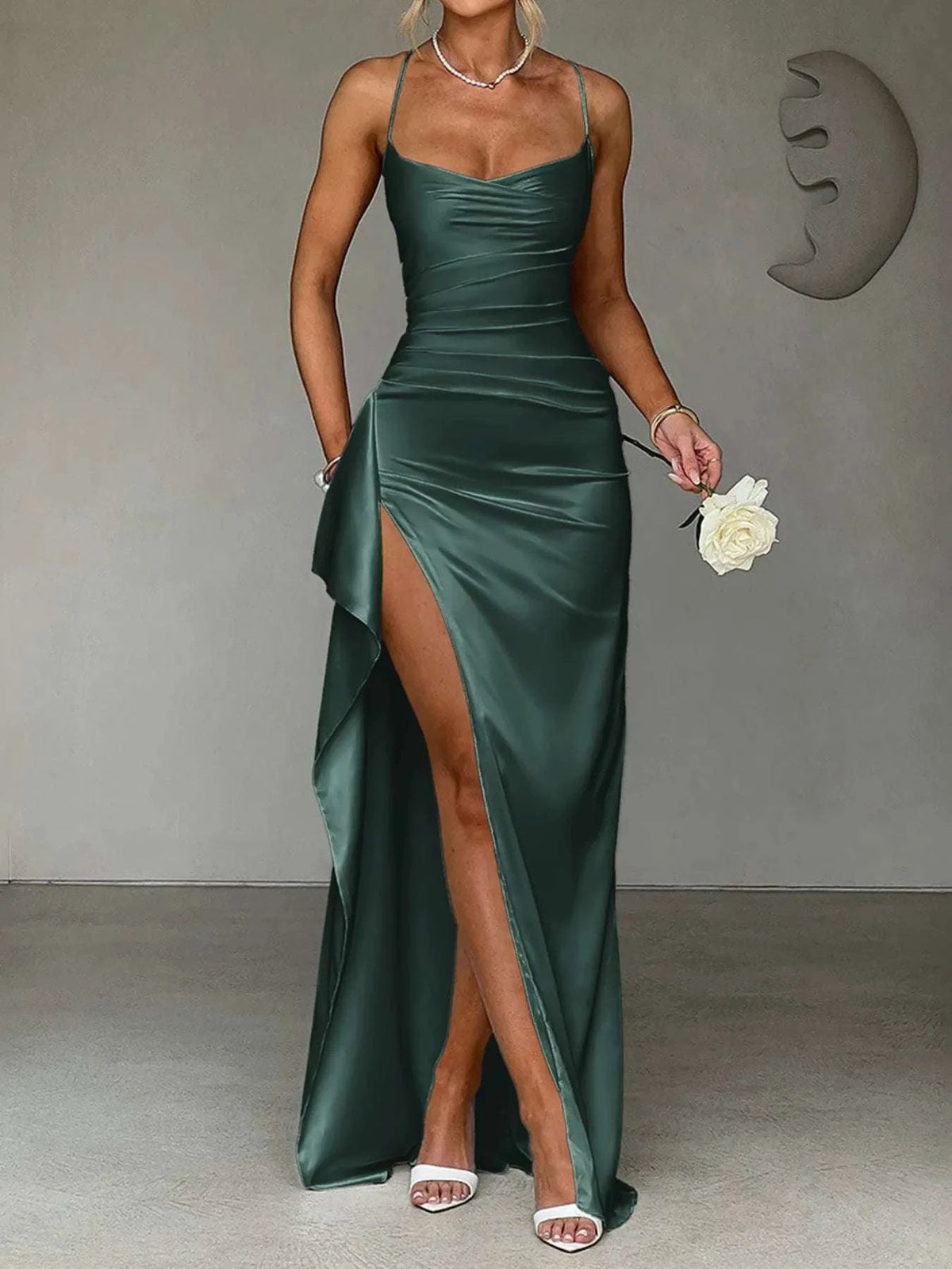 Slit Crisscross Back Maxi Cami Dress WESTCLOSET