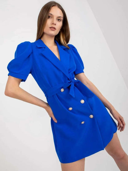 Tie Waist Short Sleeve Blazer Dress WESTCLOSET