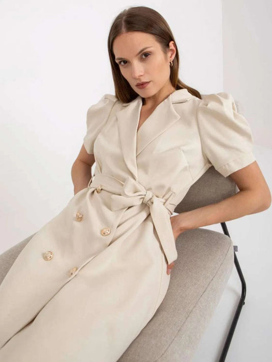 Tie Waist Short Sleeve Blazer Dress WESTCLOSET